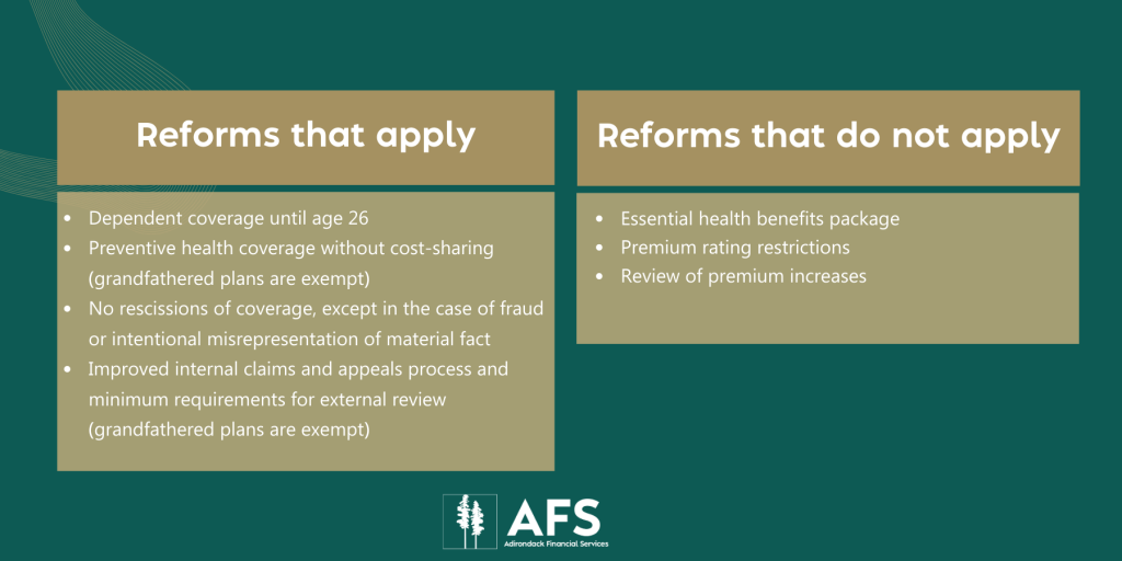 Reforms that apply versus Reforms that do not apply to medicare planning.
